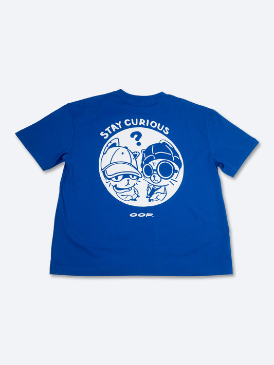 STAY CURIOUS FISHEYE BOXY TEE - COBALT