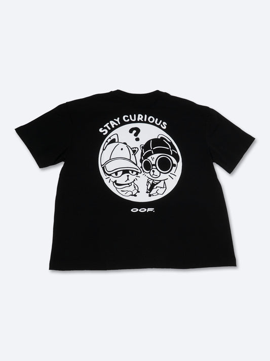 STAY CURIOUS FISHEYE BOXY TEE - OBSIDIAN