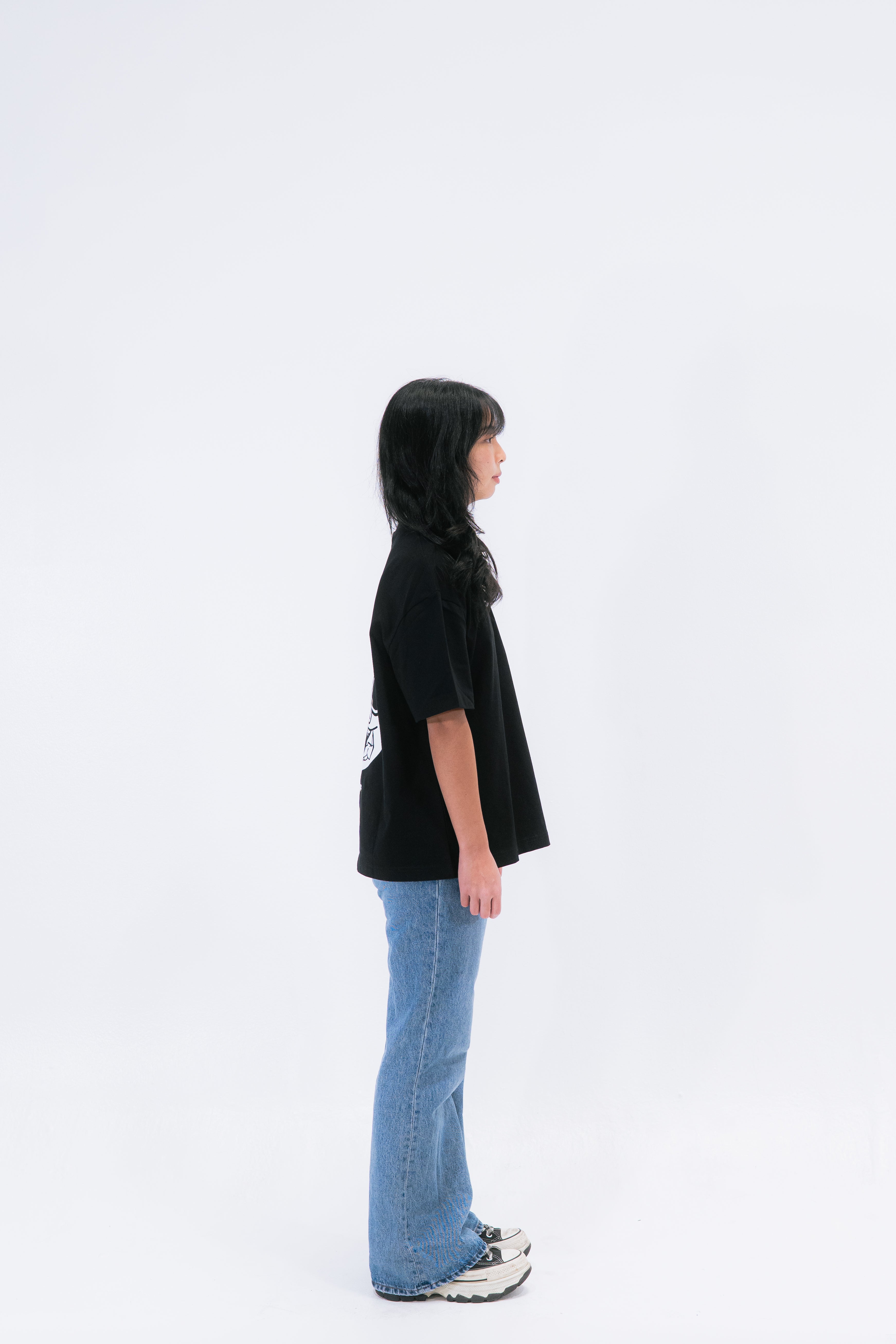 STAY CURIOUS FISHEYE BOXY TEE - OBSIDIAN