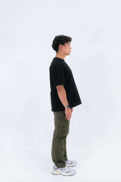 STAY CURIOUS FISHEYE BOXY TEE - OBSIDIAN