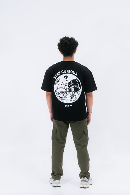 STAY CURIOUS FISHEYE BOXY TEE - OBSIDIAN