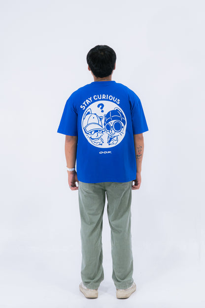 STAY CURIOUS FISHEYE BOXY TEE - COBALT