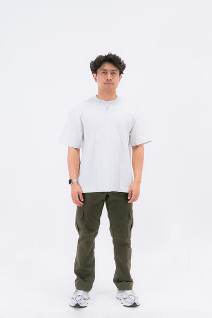 STAY CURIOUS FISHEYE BOXY TEE - PEBBLE