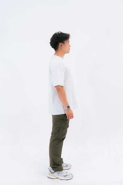 STAY CURIOUS FISHEYE BOXY TEE - PEBBLE