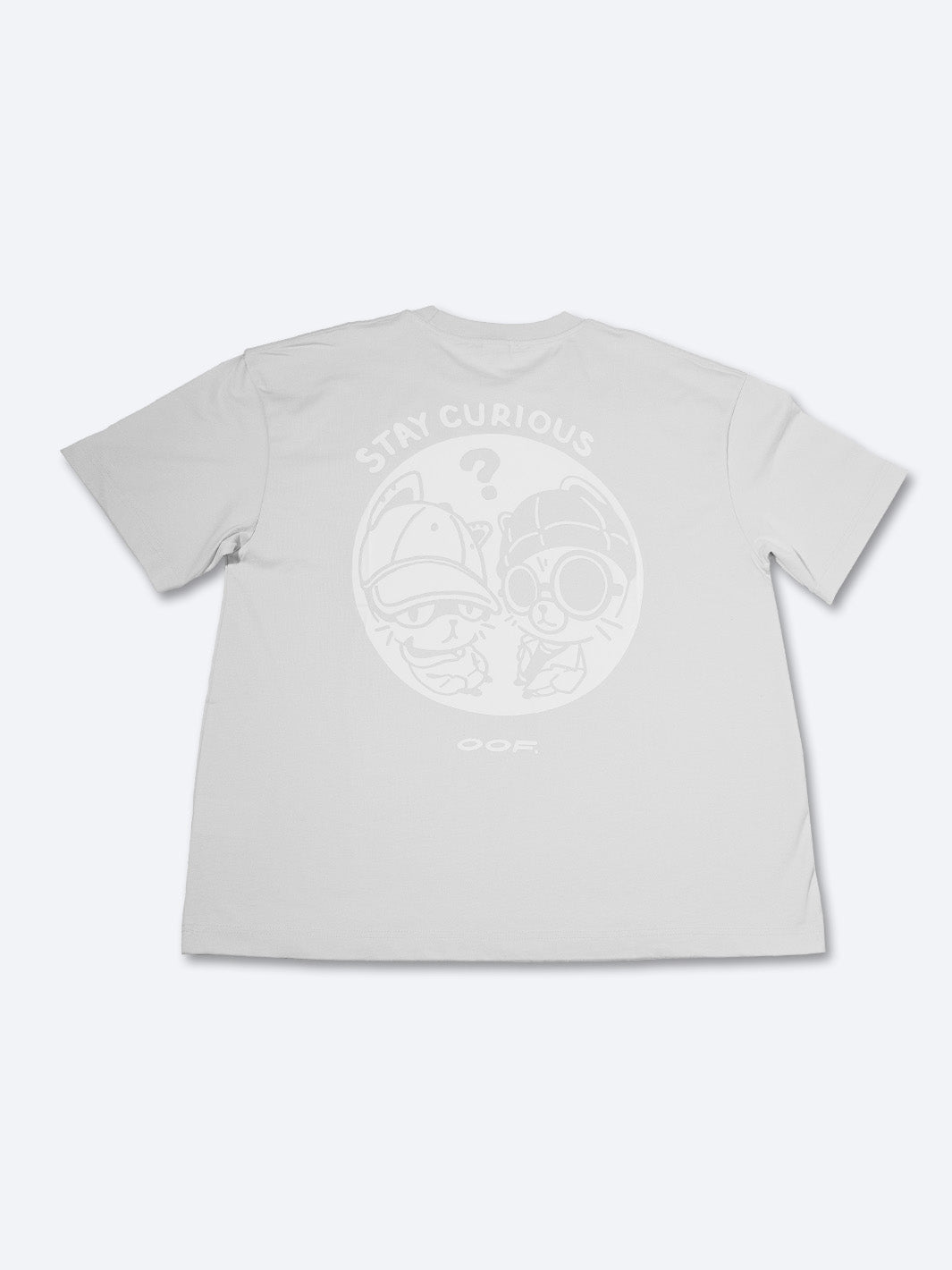 STAY CURIOUS FISHEYE BOXY TEE - PEBBLE